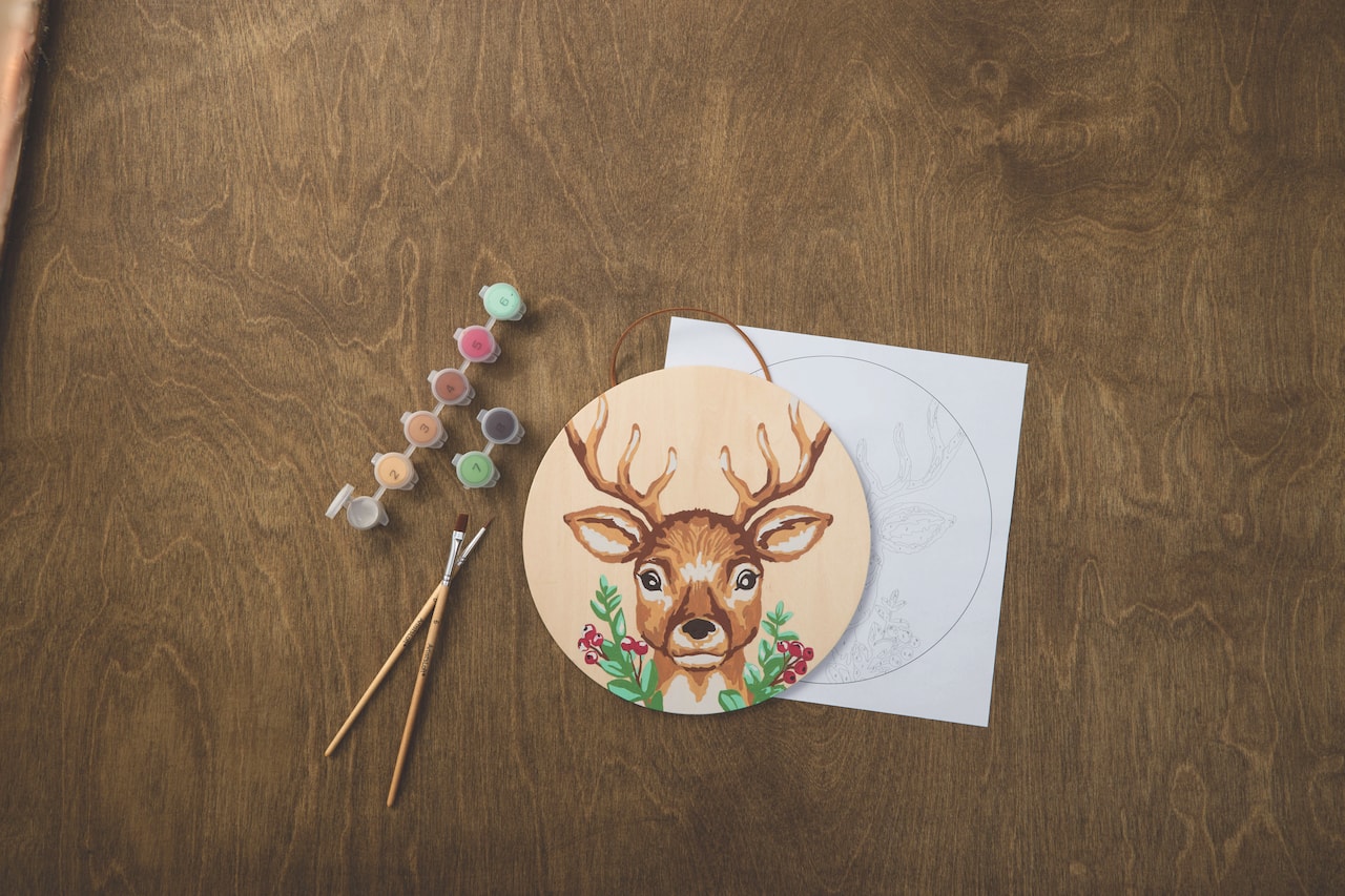 8" Reindeer Paint-by-Number Plywood Surface Kit by Artist's Loft®